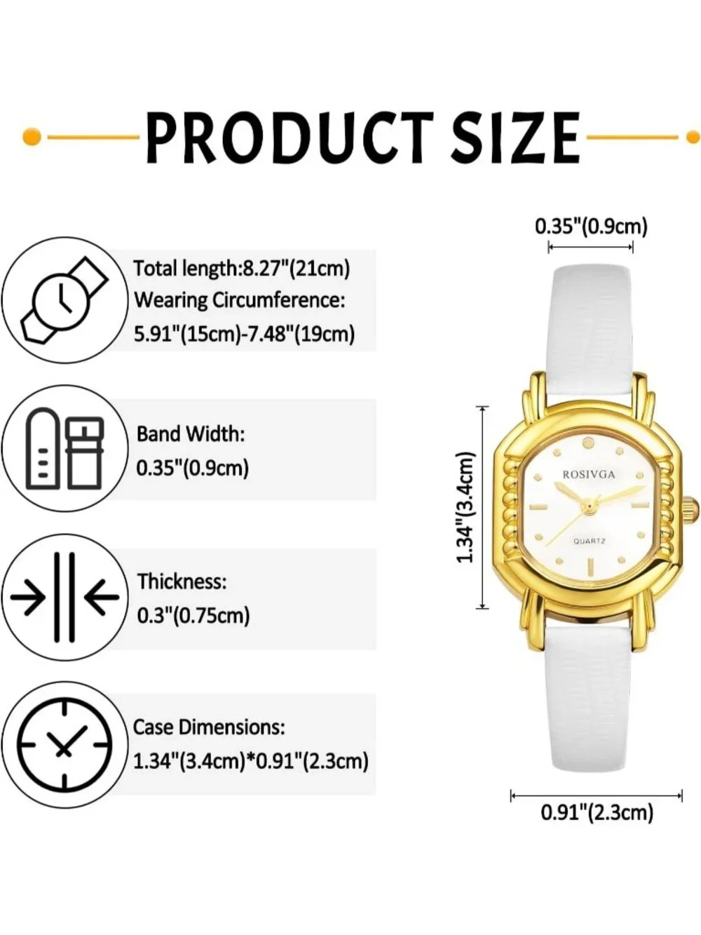 Women's White Ultra-Thin Square Dial Adjustable PU Leather Strap Wrist Watch